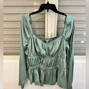 H&M Satin Light Green Blouse